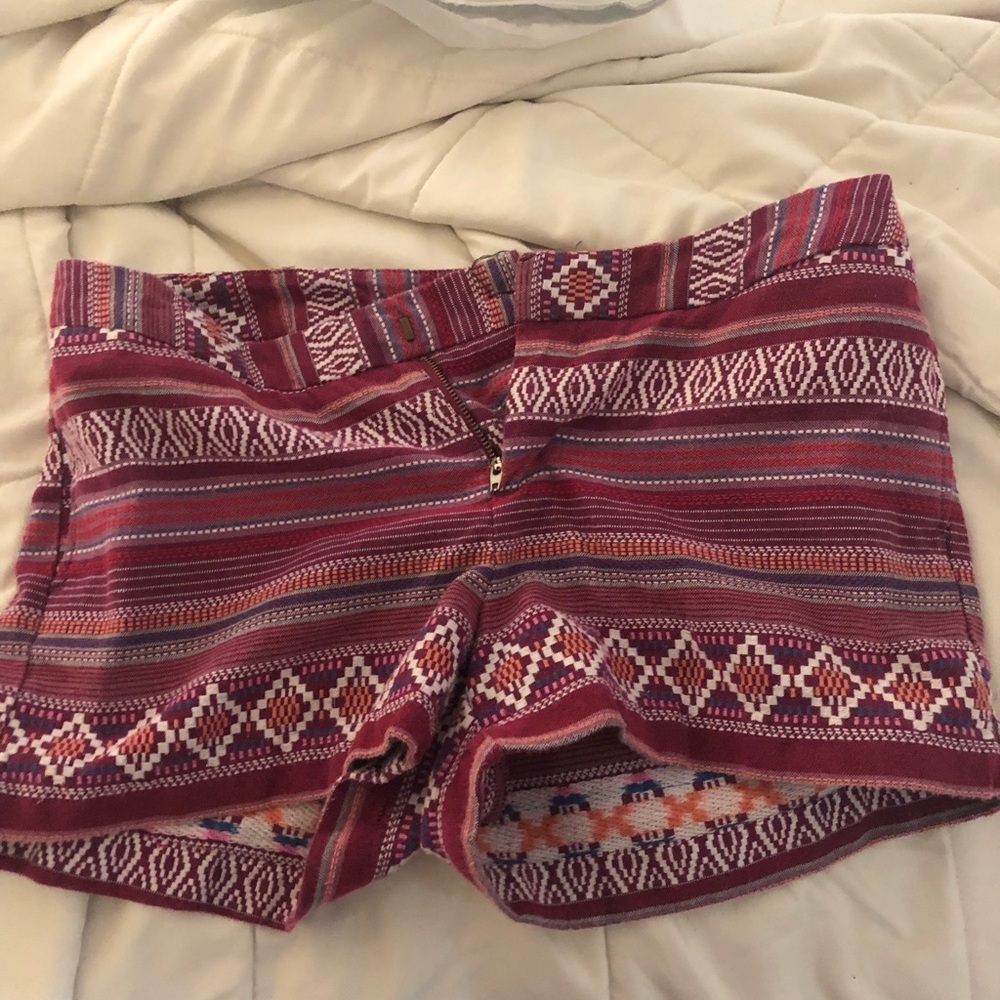 Magenta Aztec Print Shorts
